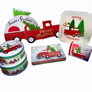 Xmas Red Truck & Camper Containers Bundle of 7